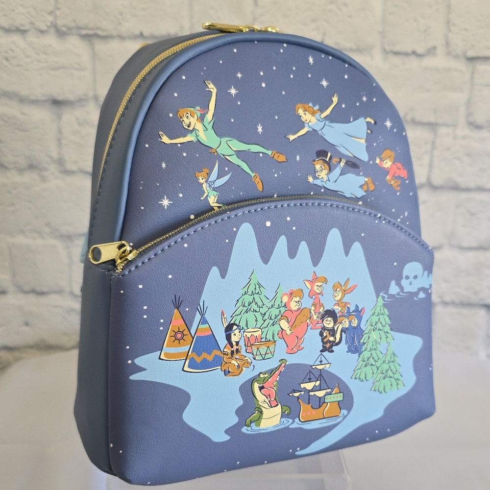 Loungefly Peter Pan Mini Backpack Animated Classic Lost Boys Disney Bag Blue New